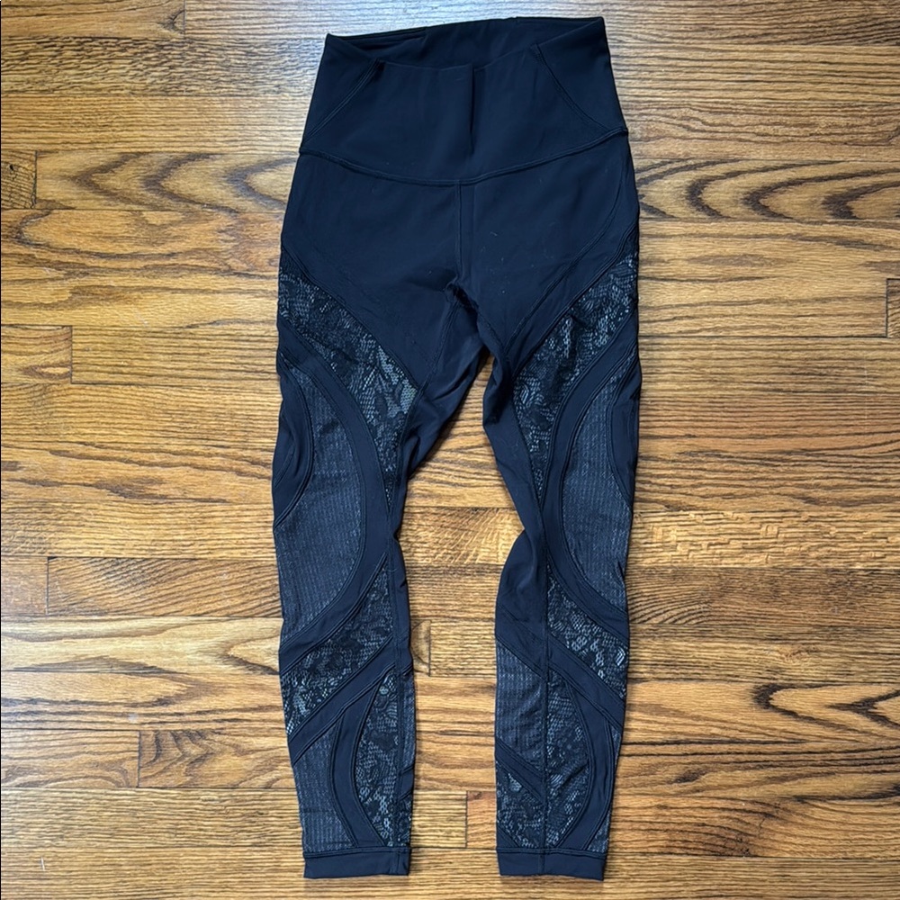 Lululemon Black Leggings with Lace Detail